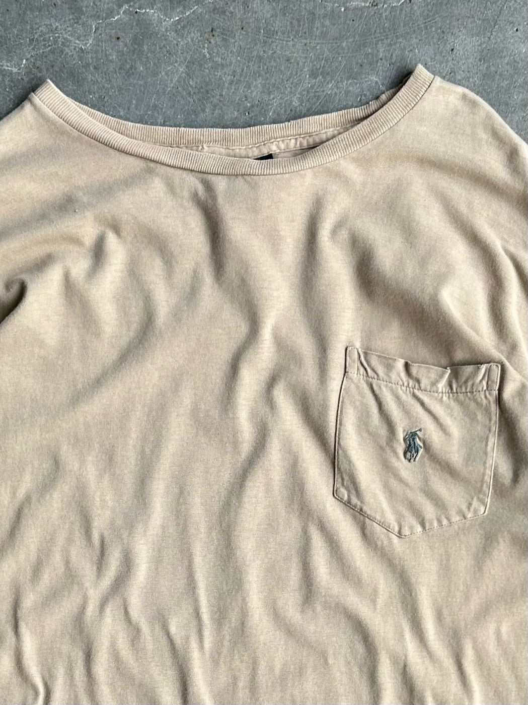 Vintage Faded Yellow Polo Ralph Lauren Cropped Tee - XL