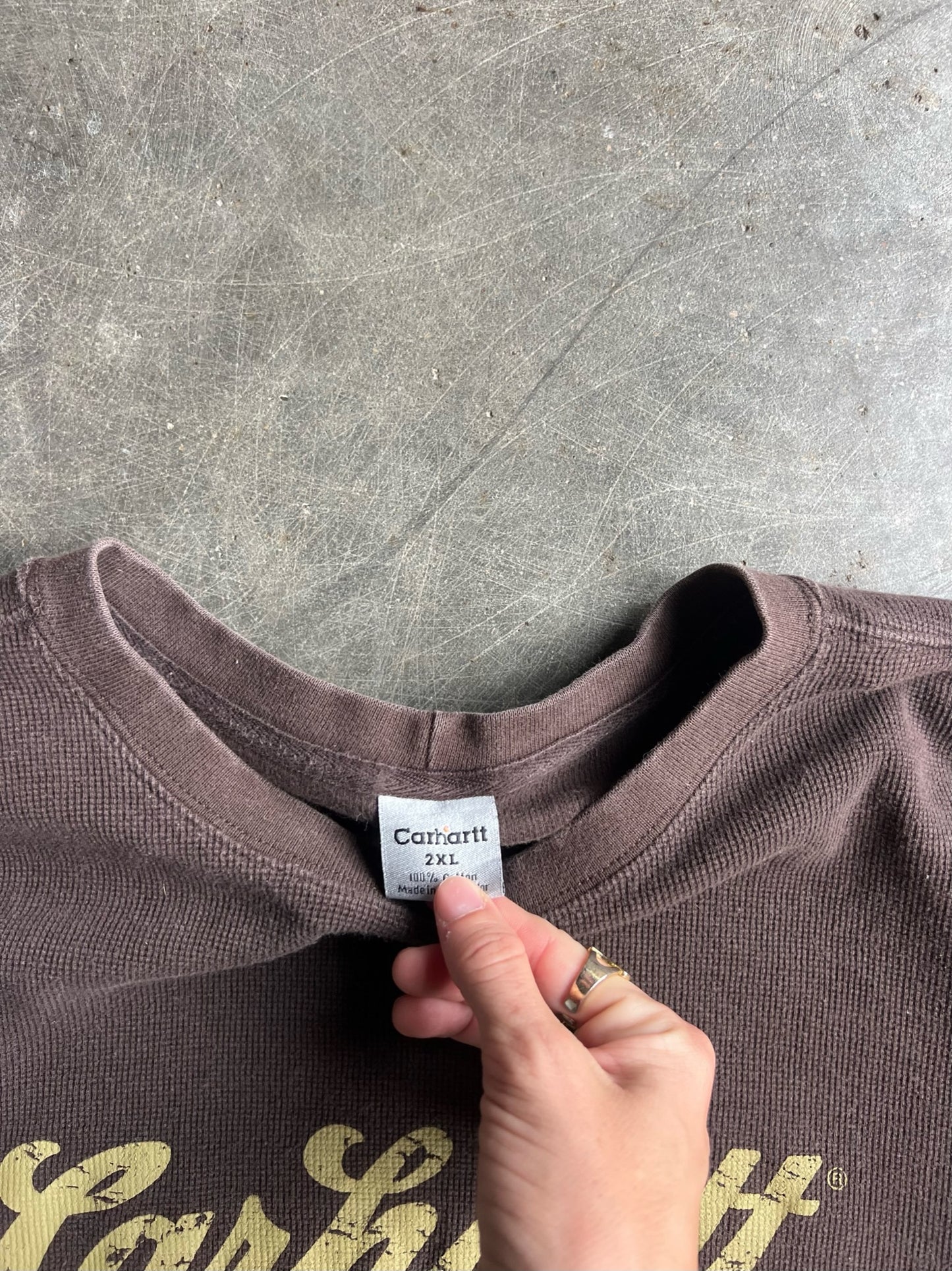 Vintage Brown Cropped Carhartt Thermal - XL