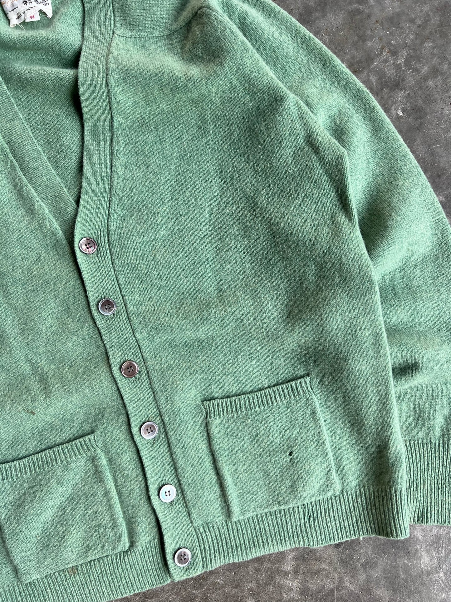 Vintage Lime Green Wool Cardigan - L