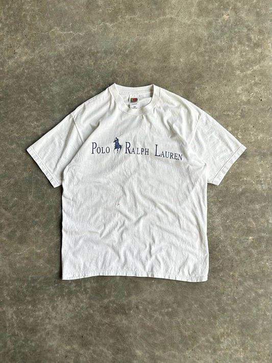 Vintage White Polo Ralph Lauren Tee - L