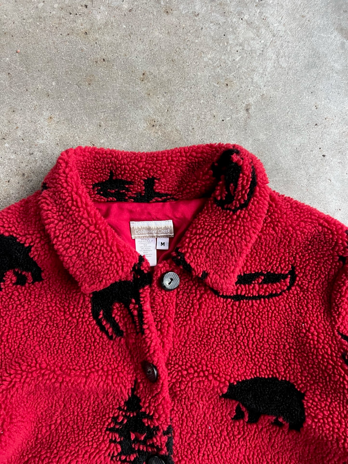 Vintage Red Sherpa Coldwater Creek Button Up Jacket - M