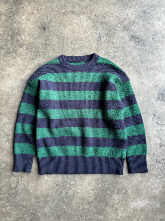 Vintage Green & Navy Stripe Sweater - XL