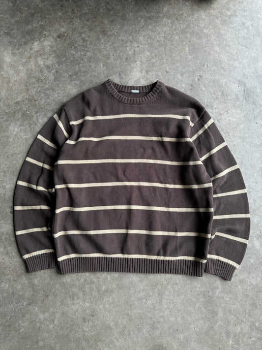 Vintage Brown Stripe Sweater - XL