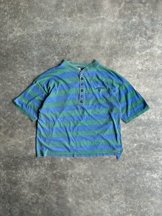 Vintage Green And Blue Striped Introspect Tee - XL