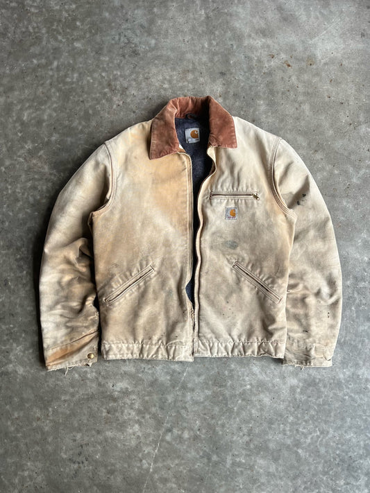 Vintage Cream Flannel Lined Carhartt Detroit Jacket - M