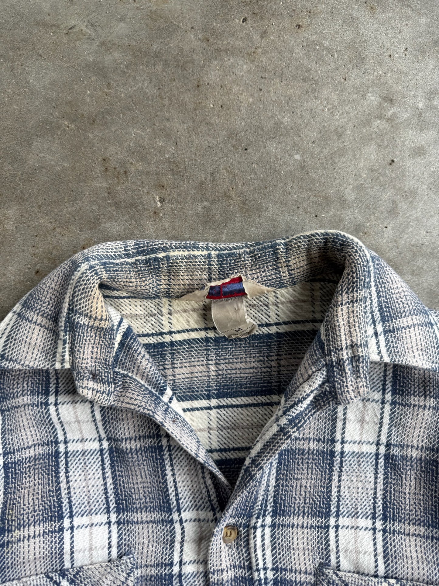 Vintage Blue and White Flannel Button Up - M