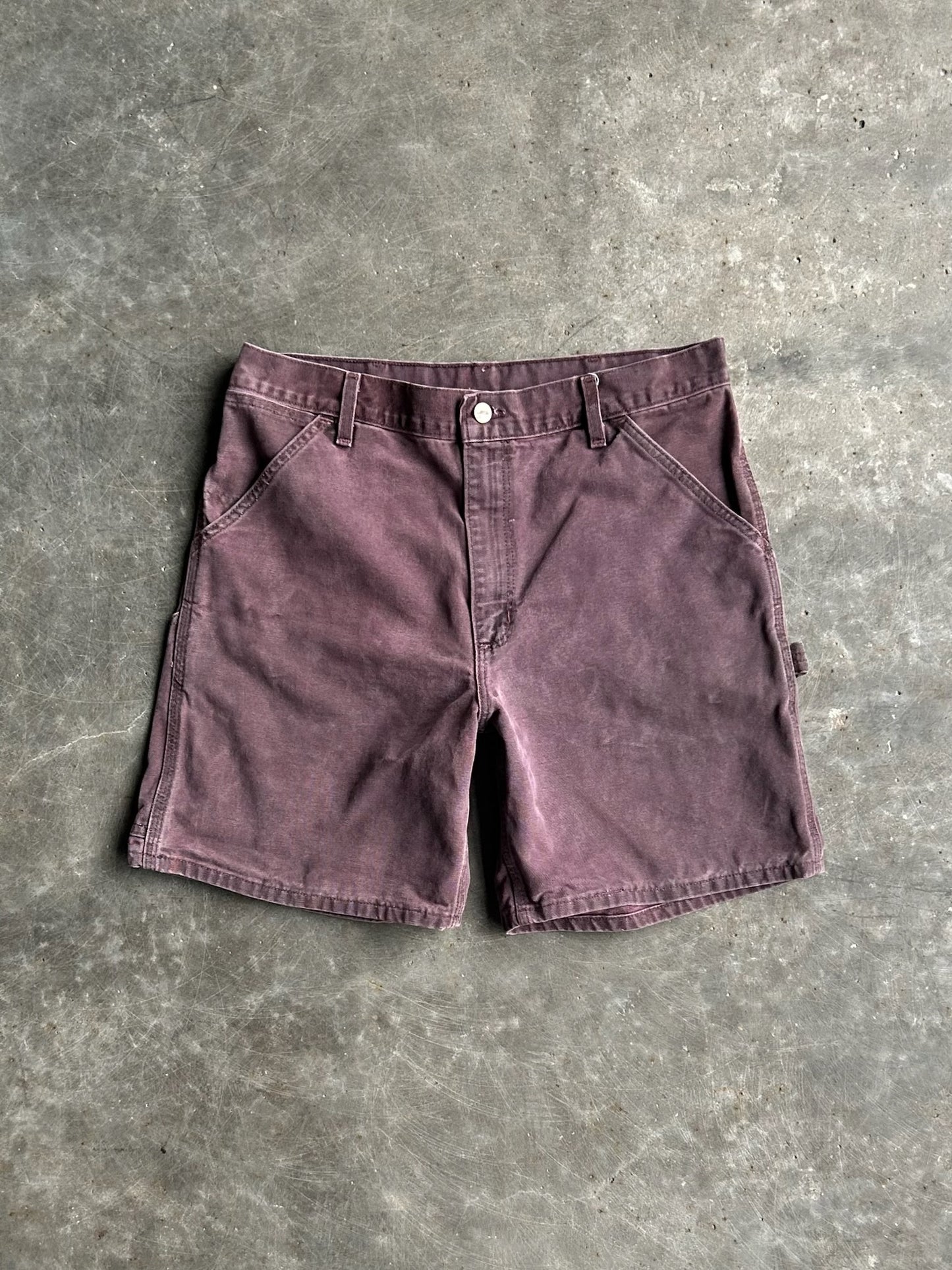 Vintage Maroon Carhartt Carpenter Denim Shorts - 32