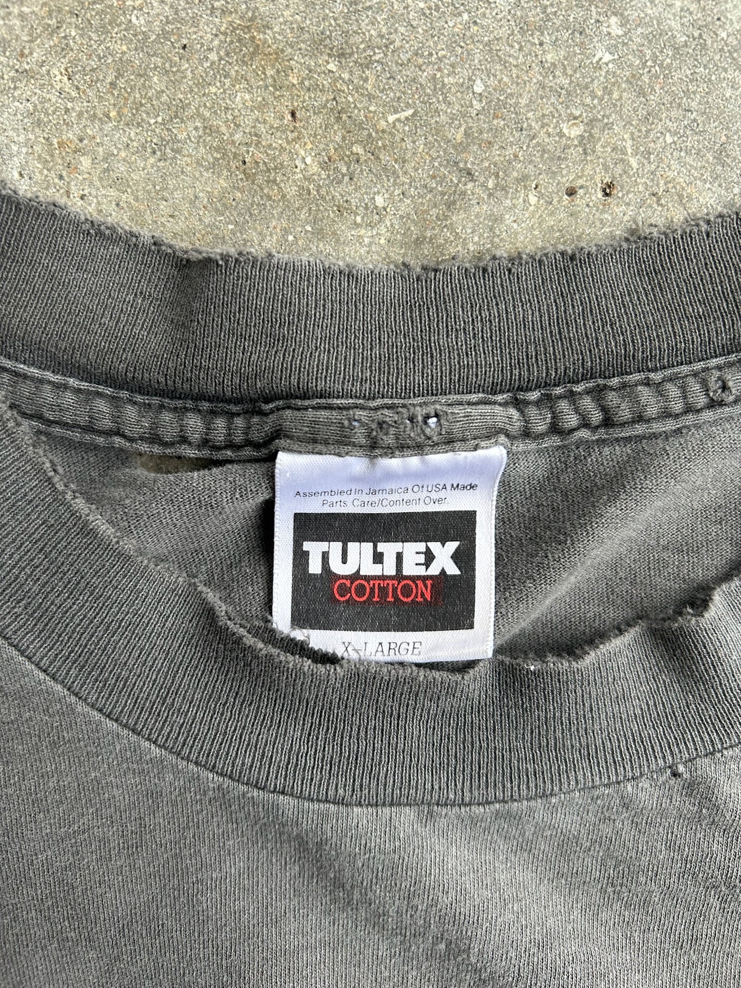 Vintage Grey Distressed Tultex Tool Tee - XL