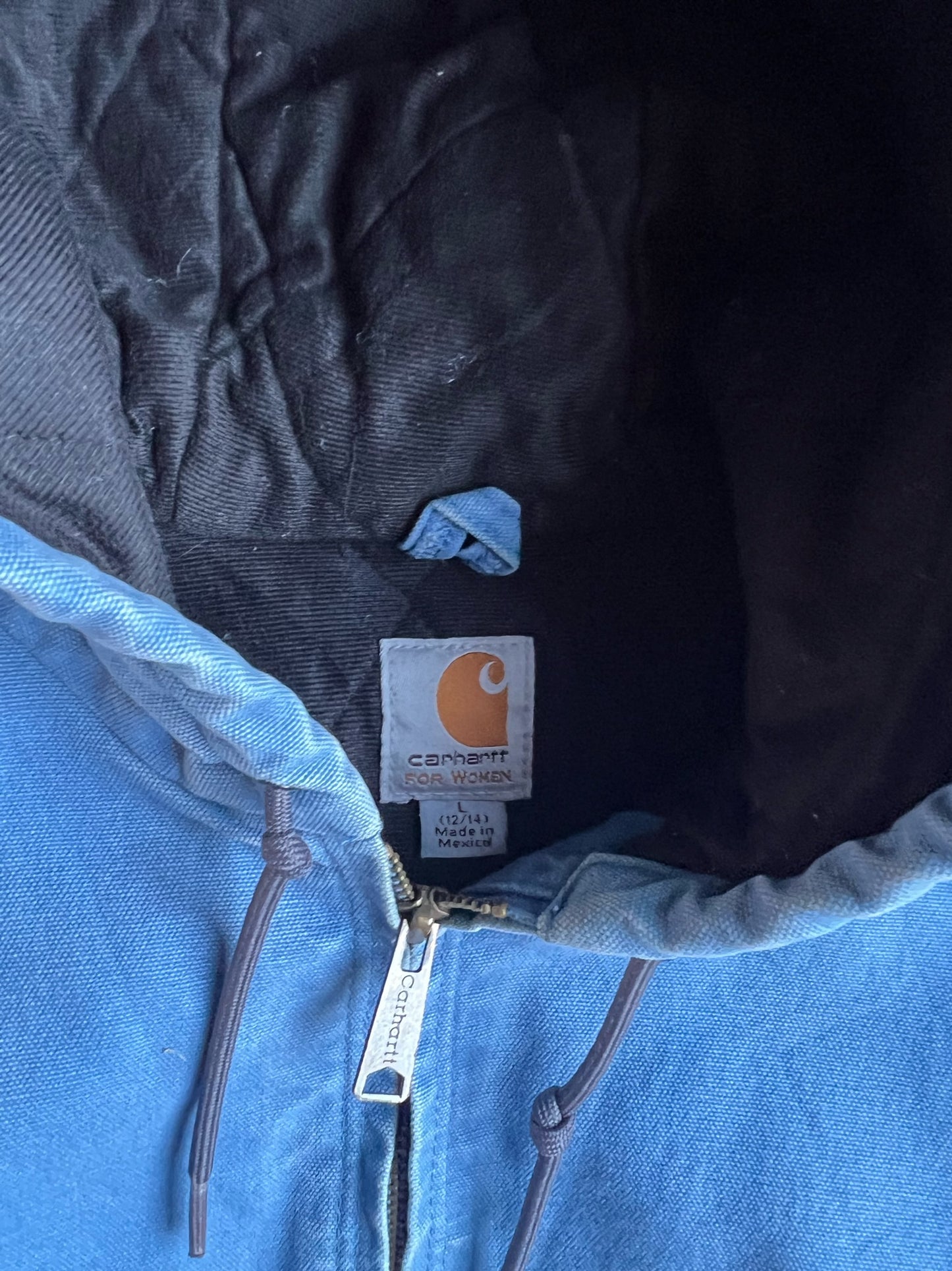 Vintagr Sky Blue Hooded Carhartt Jacket - L