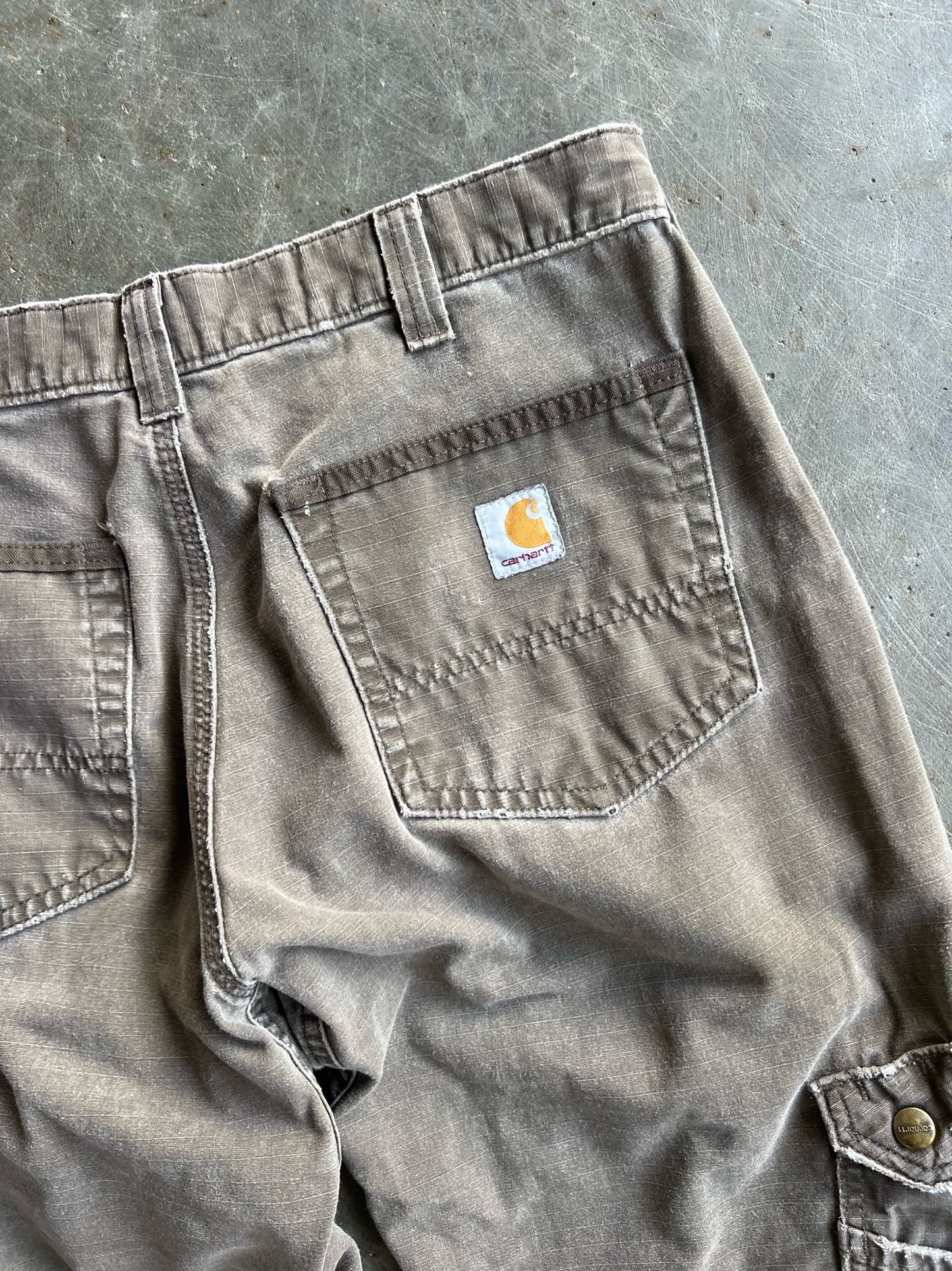 Vintage Faded Brown Distressed Carhartt Double Knee Pants - 33