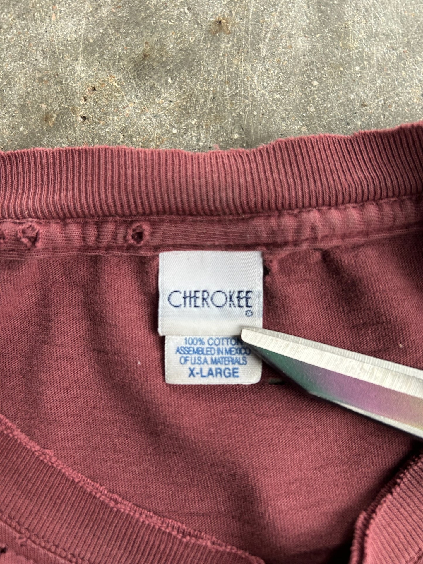 Vintage Distressed Maroon Blank Cherokee Tee - XL