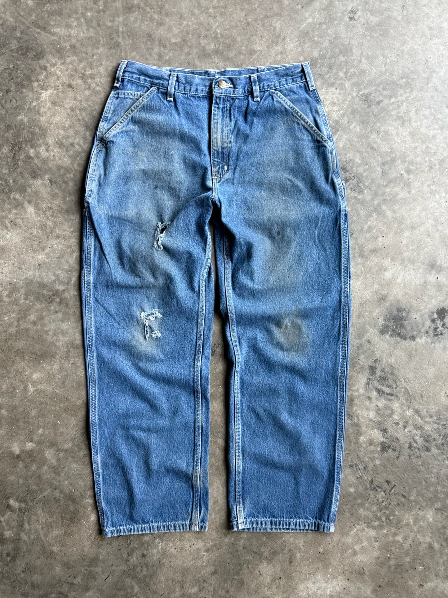 Vintage Distressed Carhartt Denim Carpenter Pants - 32