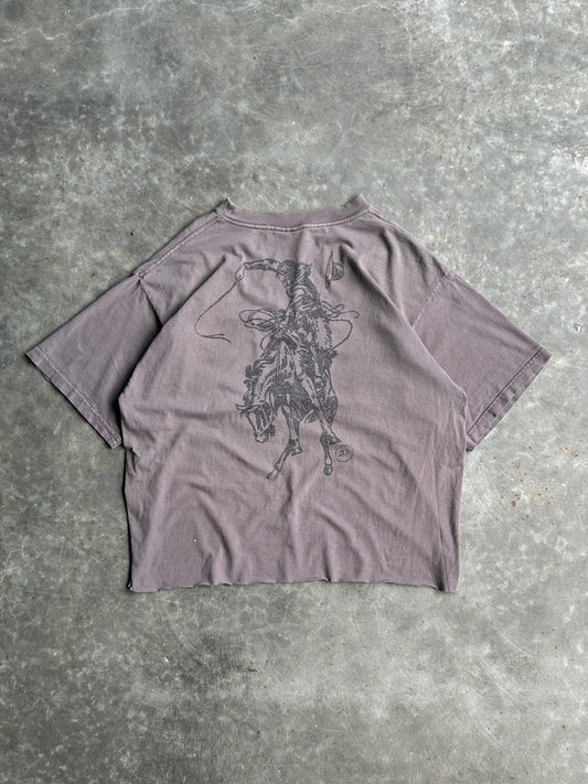 Vintage Brown Marlboro Cowboy Graphic Cropped Tee - XL