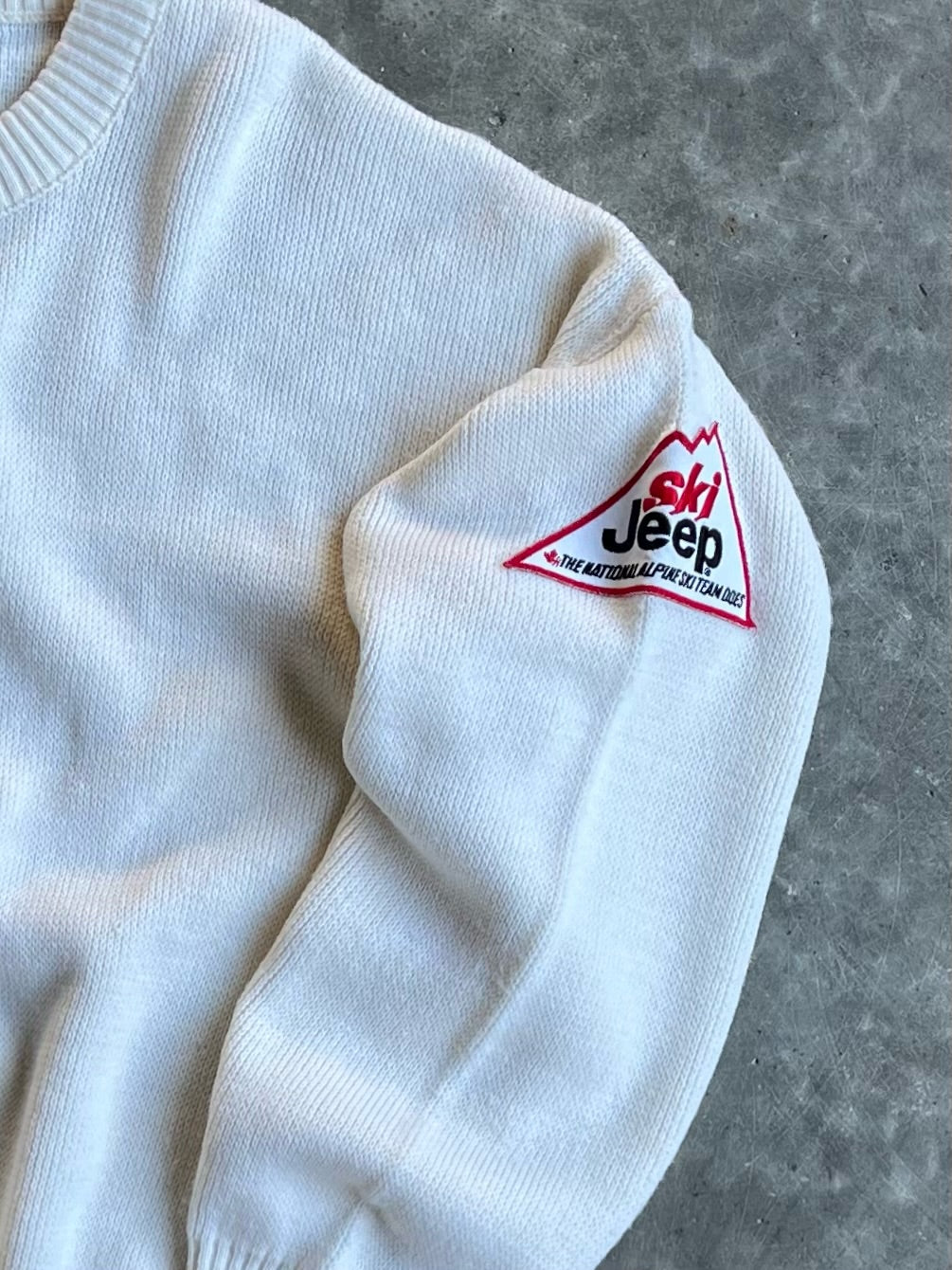 Vintage White Jeep Patch Sweater - XL