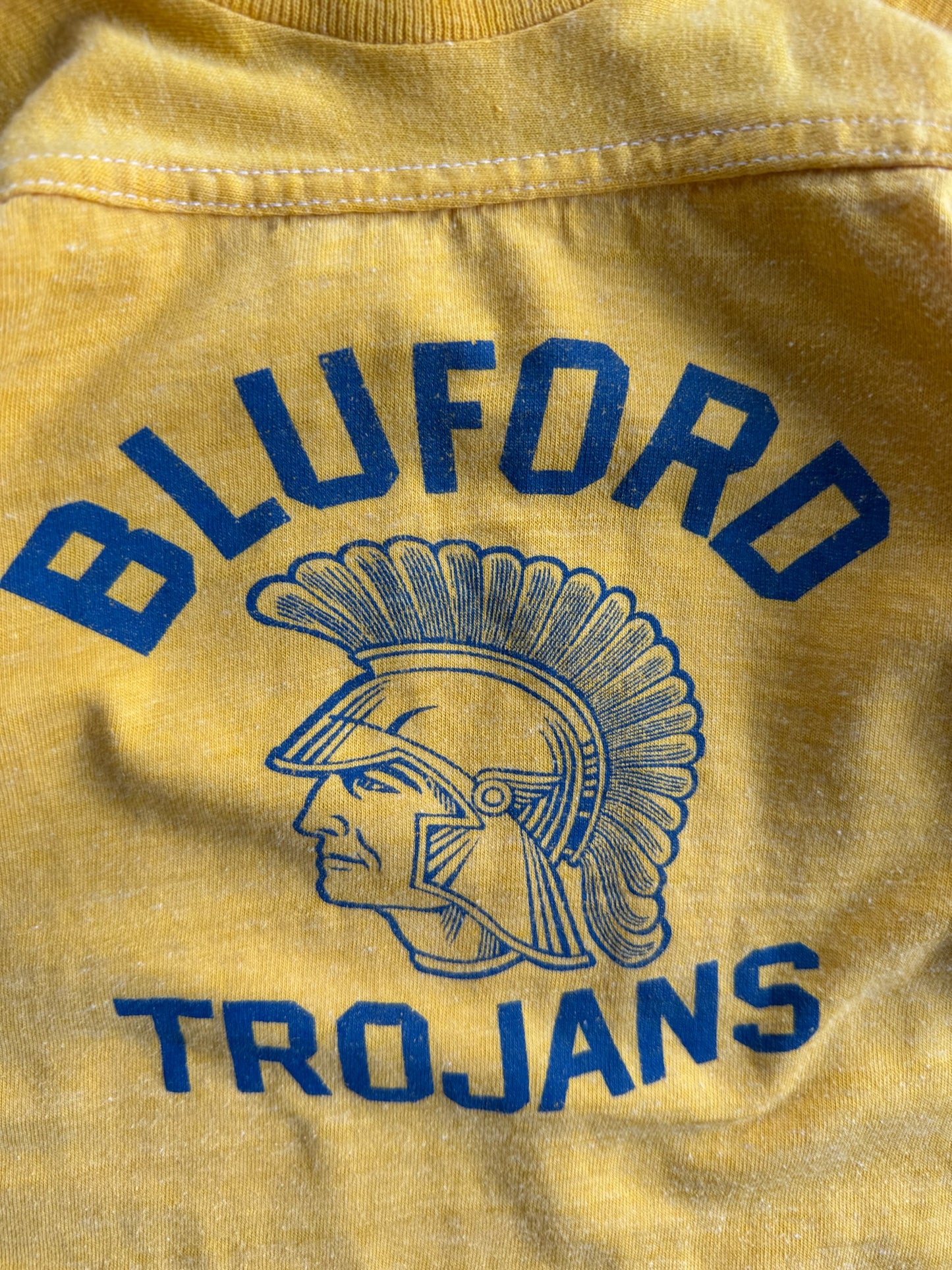 True Vintage Single Stitch Yellow Bluford Trojans Graphic Tee - M