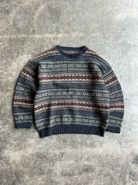 Vintage Pattern Knit Sweater - XL