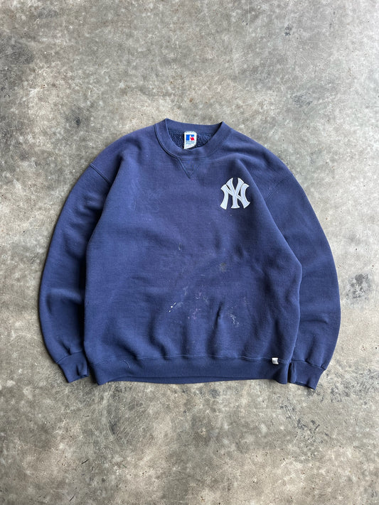 Vintage Navy Russell Yankees Crew - XL