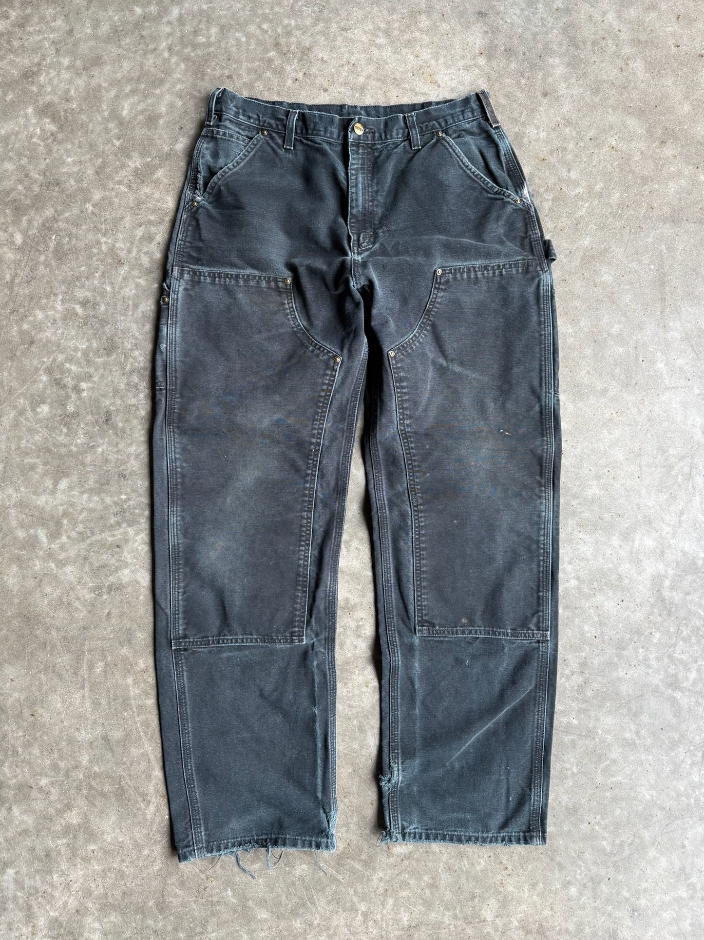 Vintage Black Double Knee Distressed Carhartt Carpenter Pants - 30