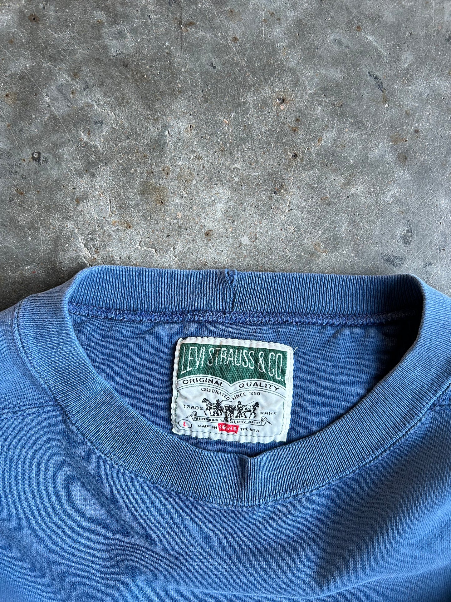 Vintage Blue Painted Levi Strauss Crew - L