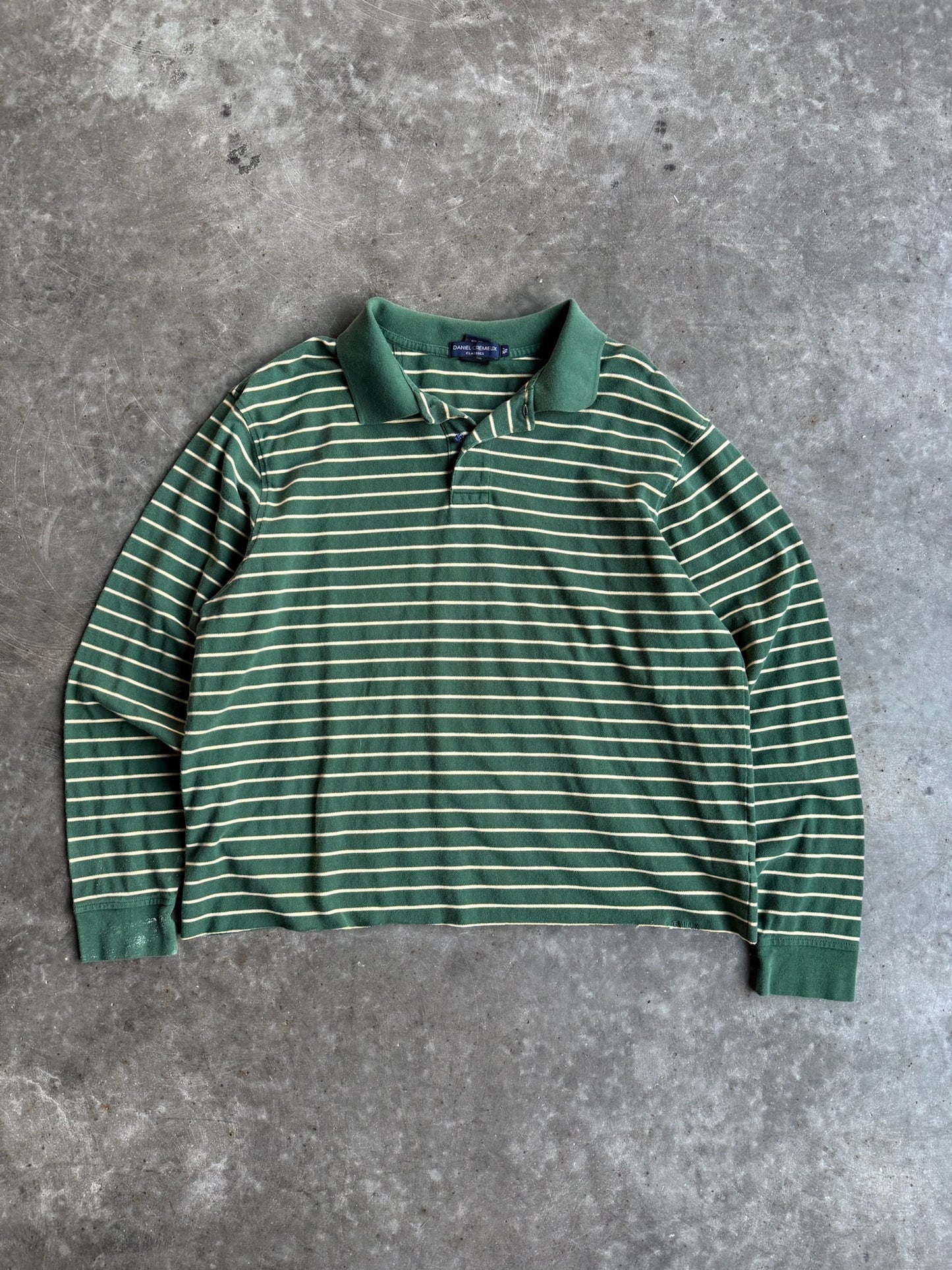 Vintage Daniel Cremieux Green Stripe Cropped Polo - XL