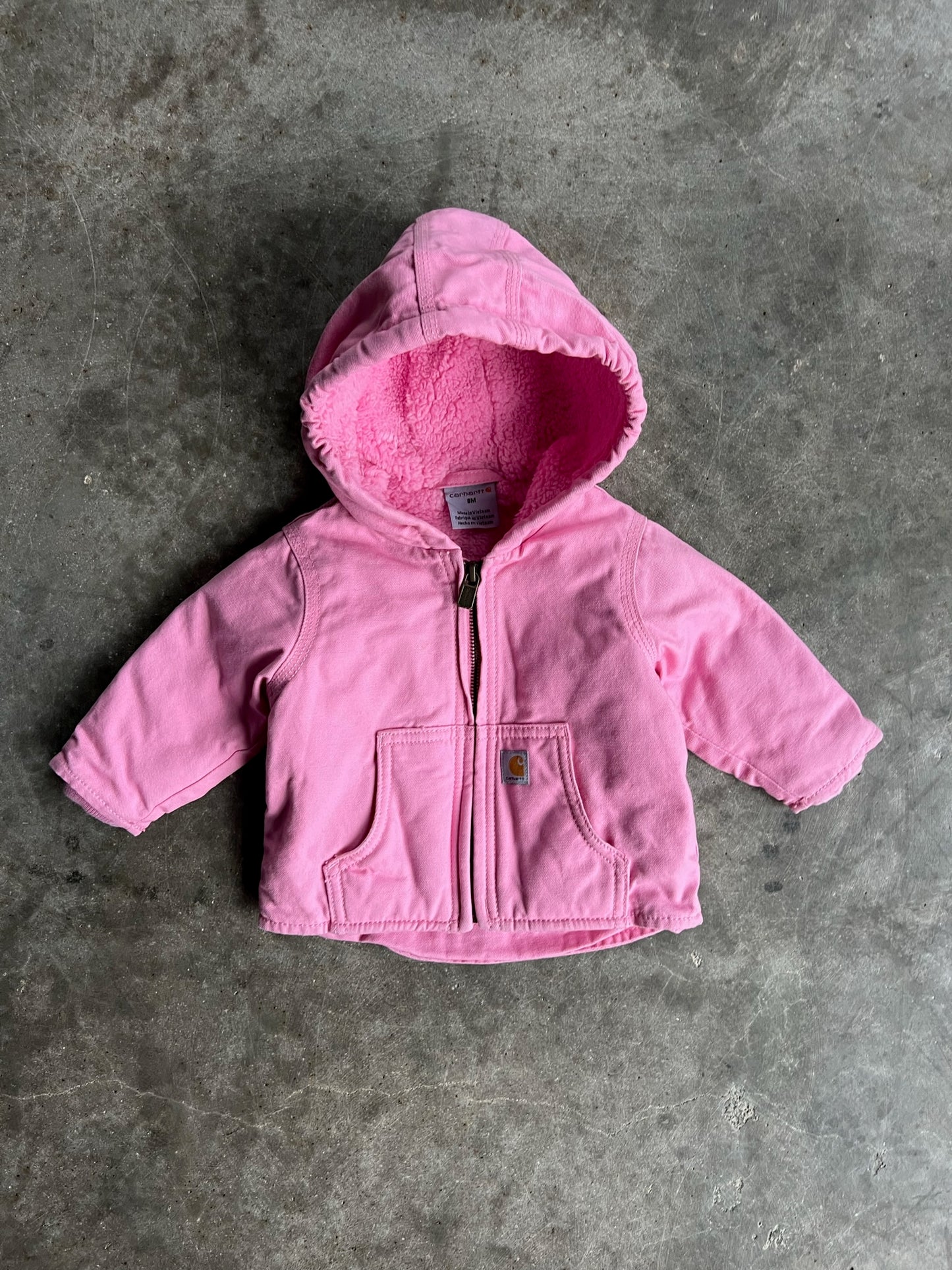 Vintage Baby Pink Sherpa Lined Carhartt Jacket - 6M