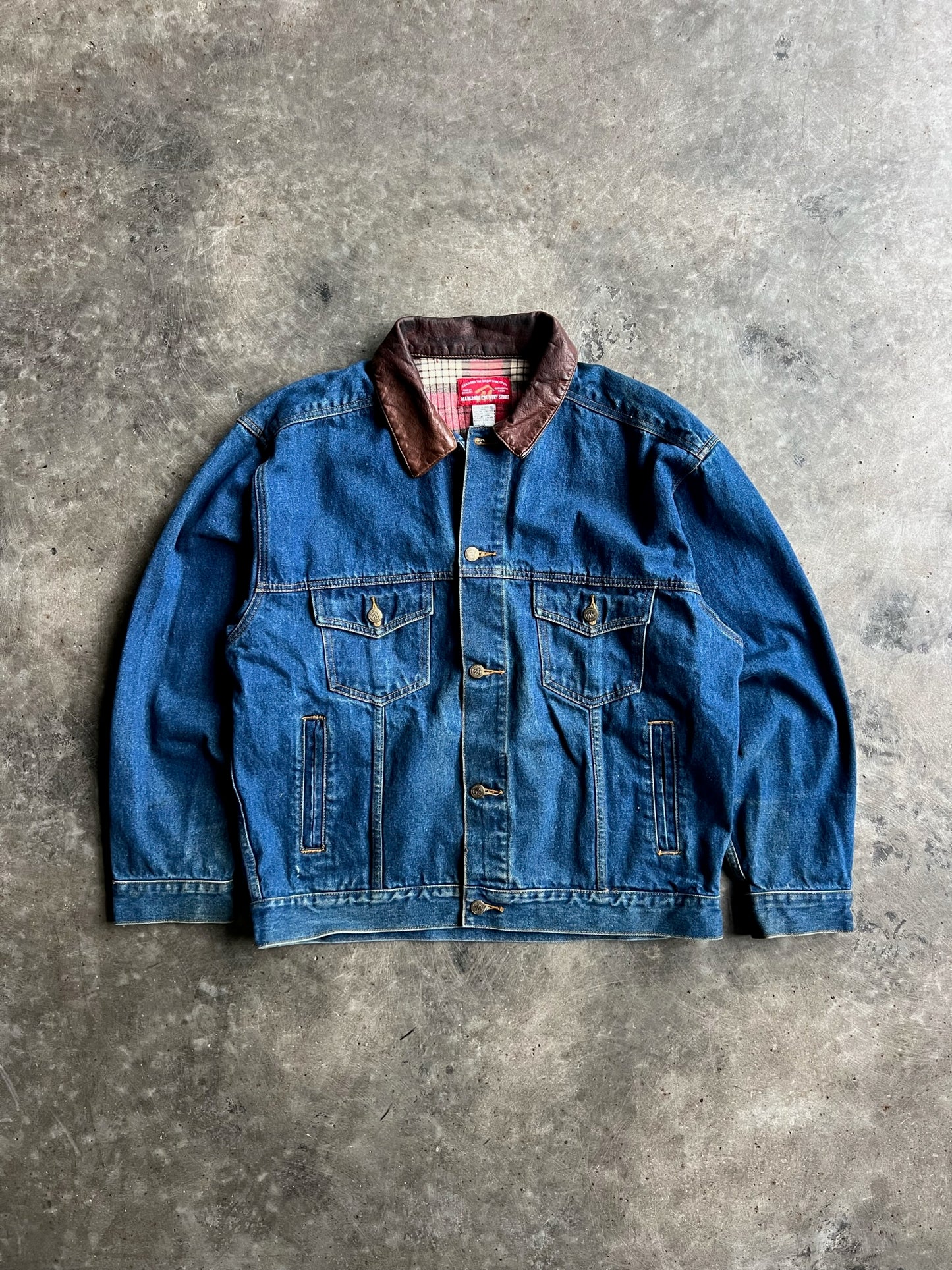 Vintage Dark Wash Marlboro Denim Jacket - L