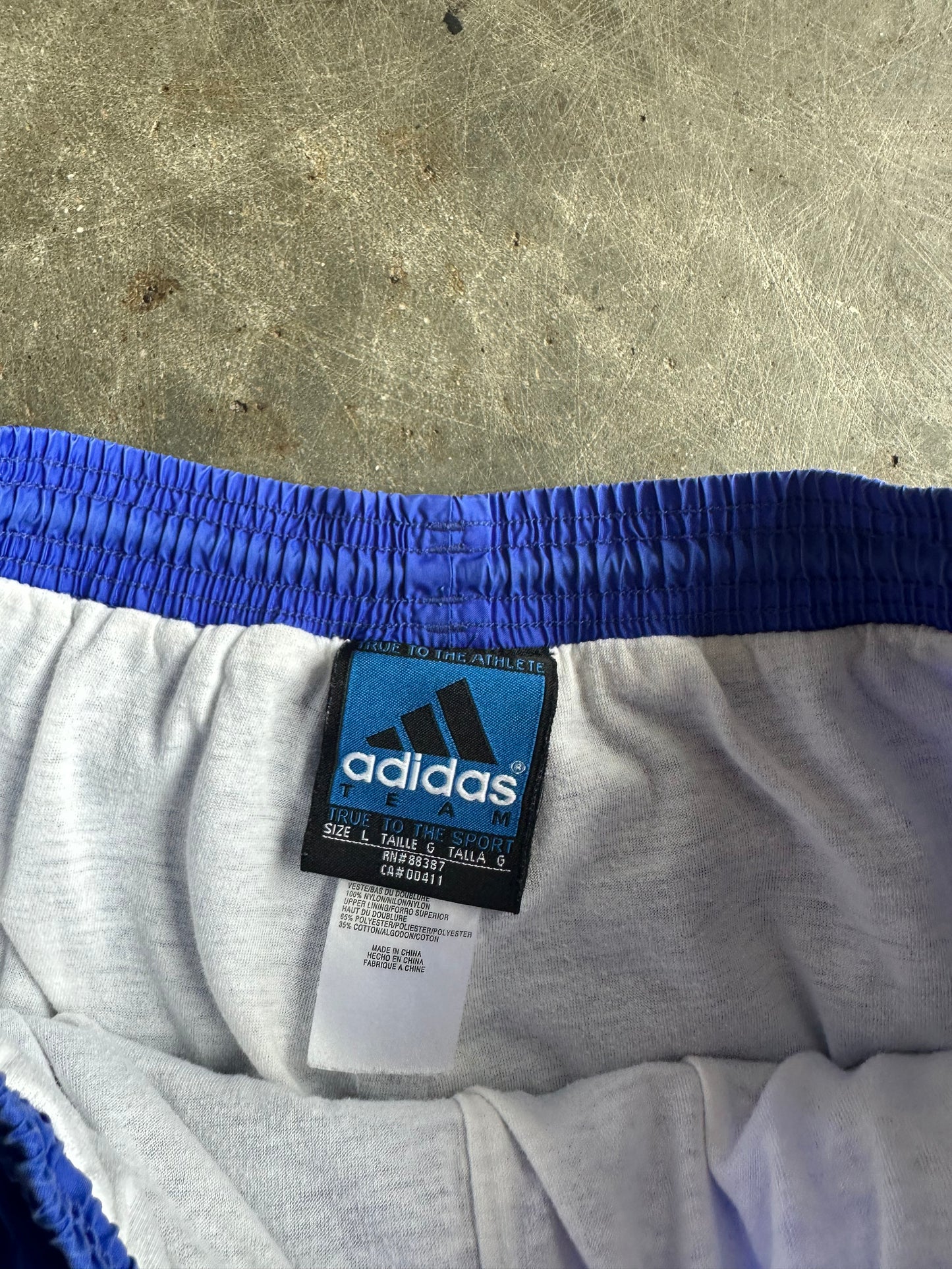 Reworked Blue Adidas Shorts - L