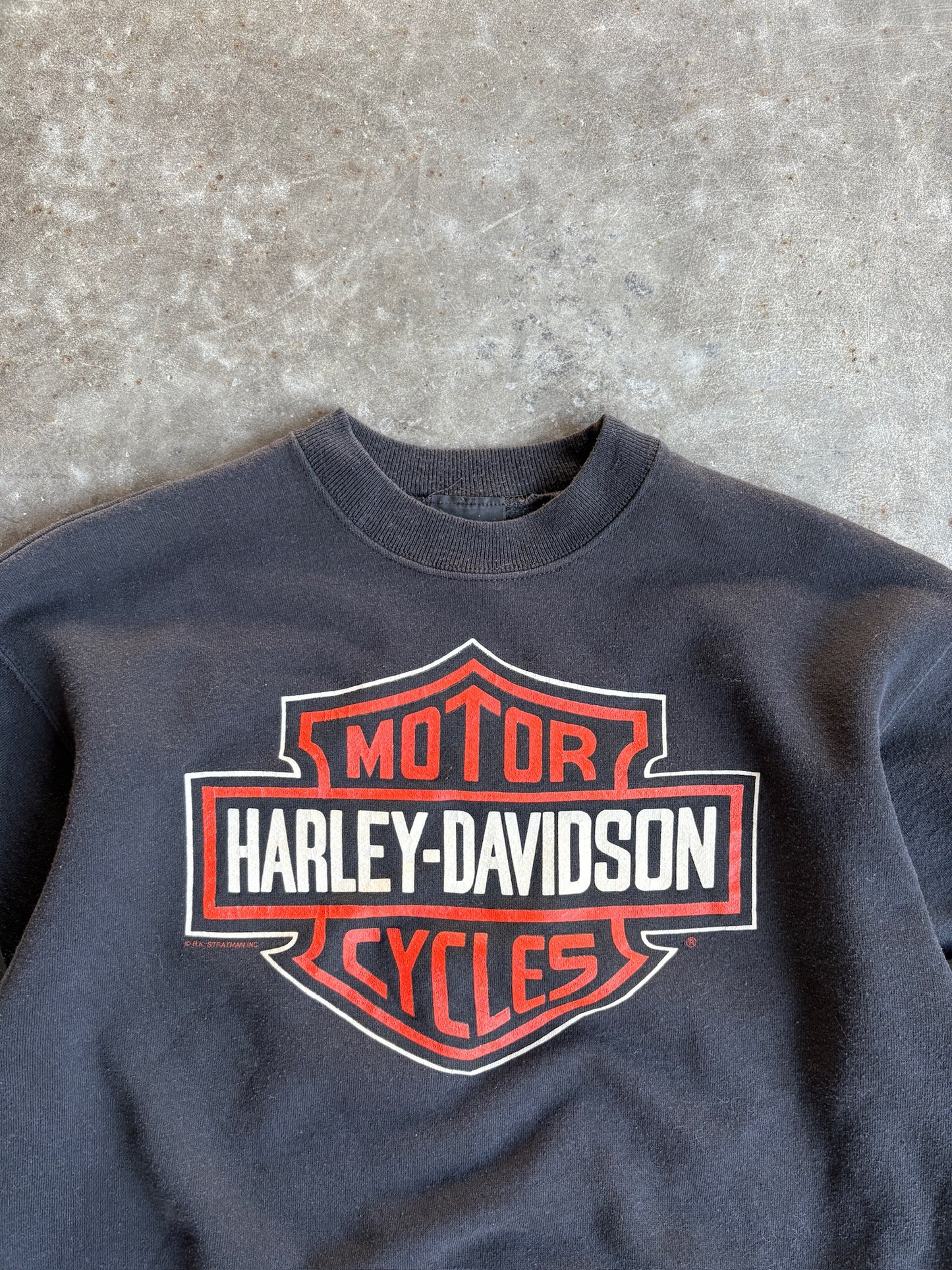 Vintage Black Jacox Harley Davidson Crew - L