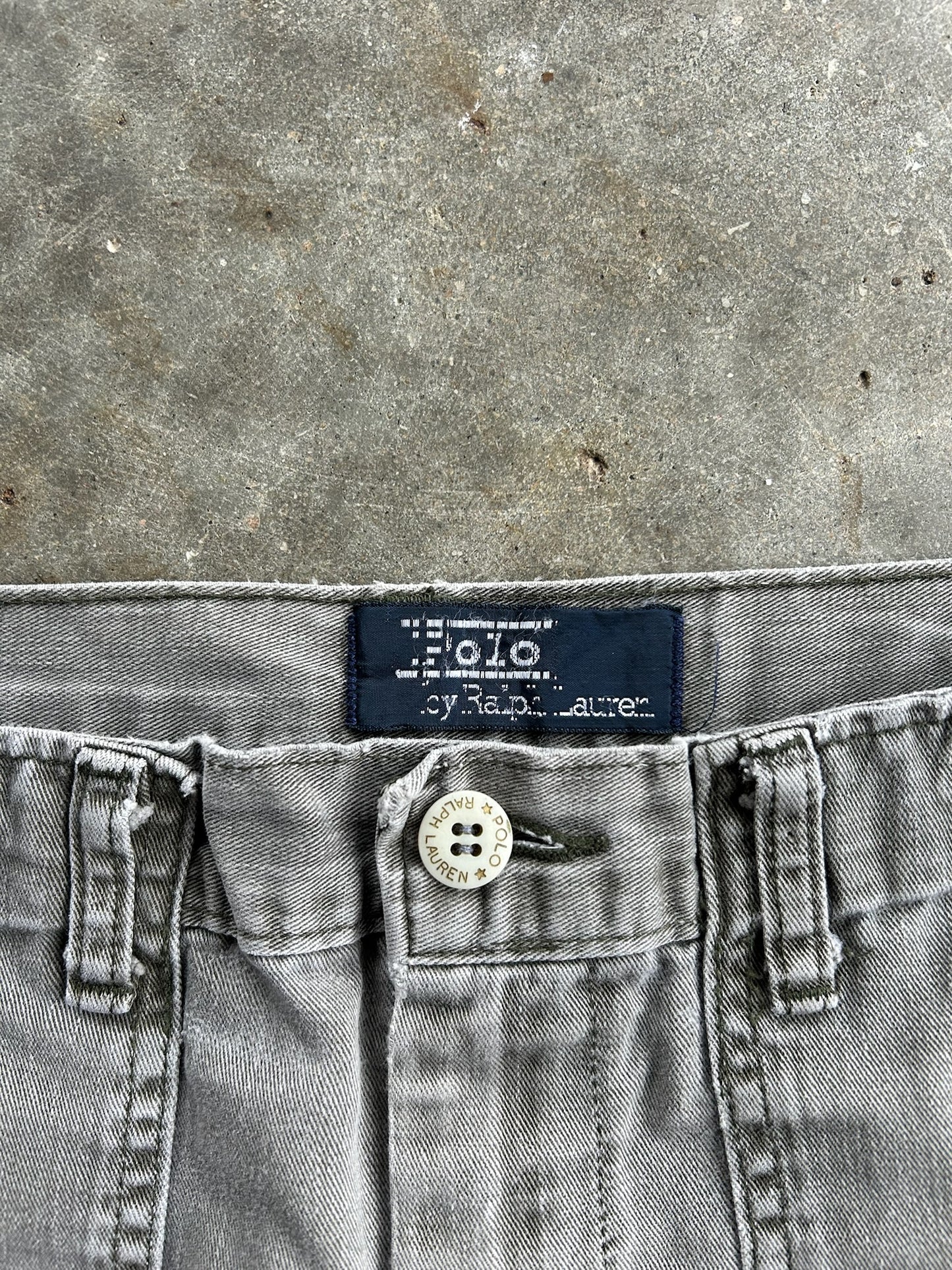 Vintage Distressed Grey Polo Denim Pants - 34