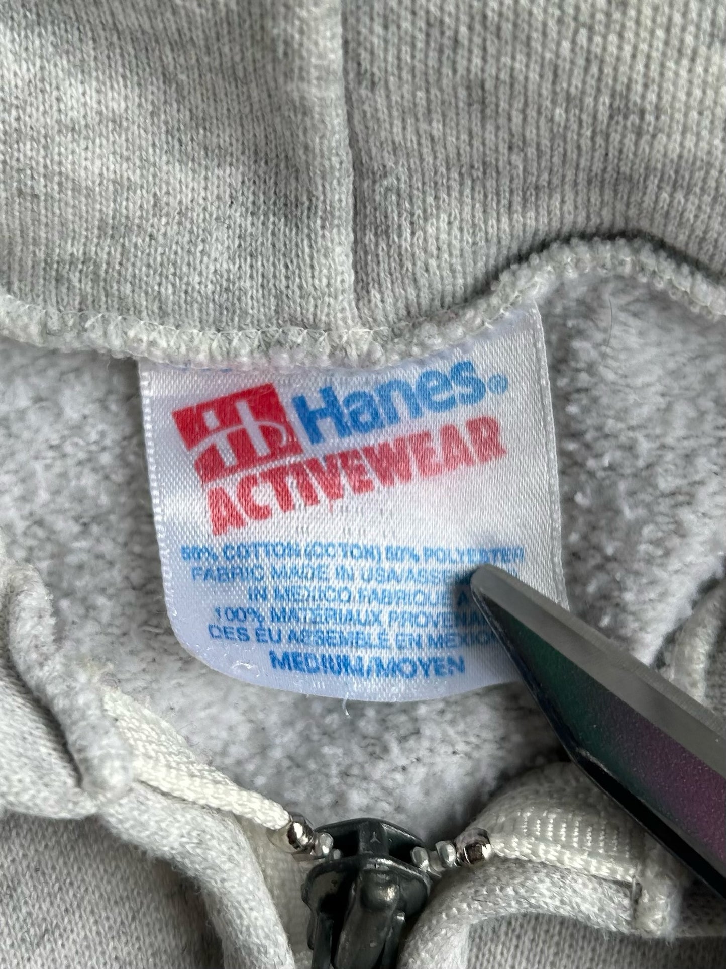 Vintage Grey Distressed Hanes Zip Up - M