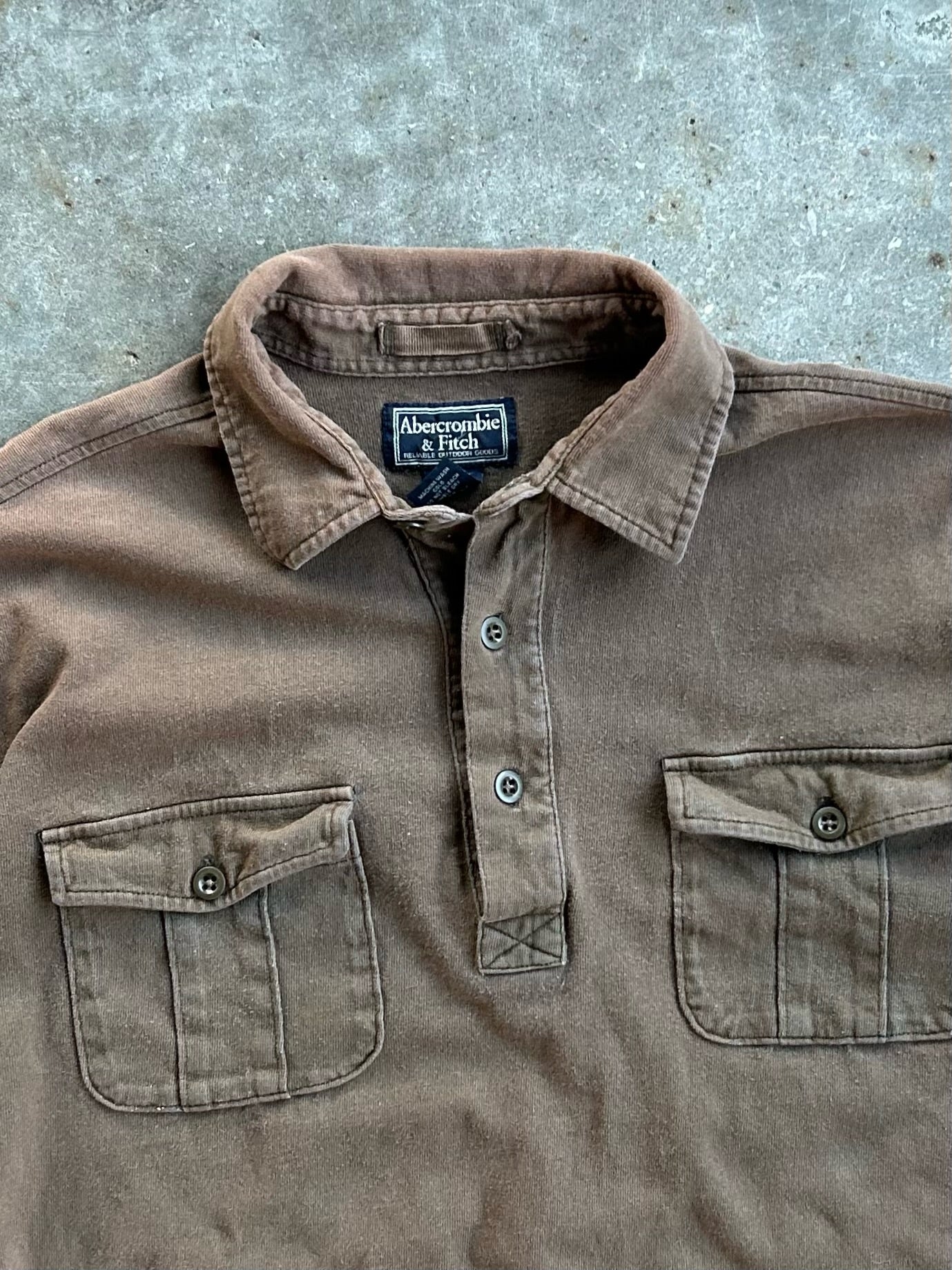 Vintage Brown Abercrombie & Fitch Long Sleeve Polo - XL