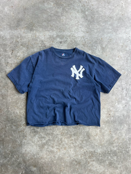 Vintage Cropped Navy Yankees Shirt - XL