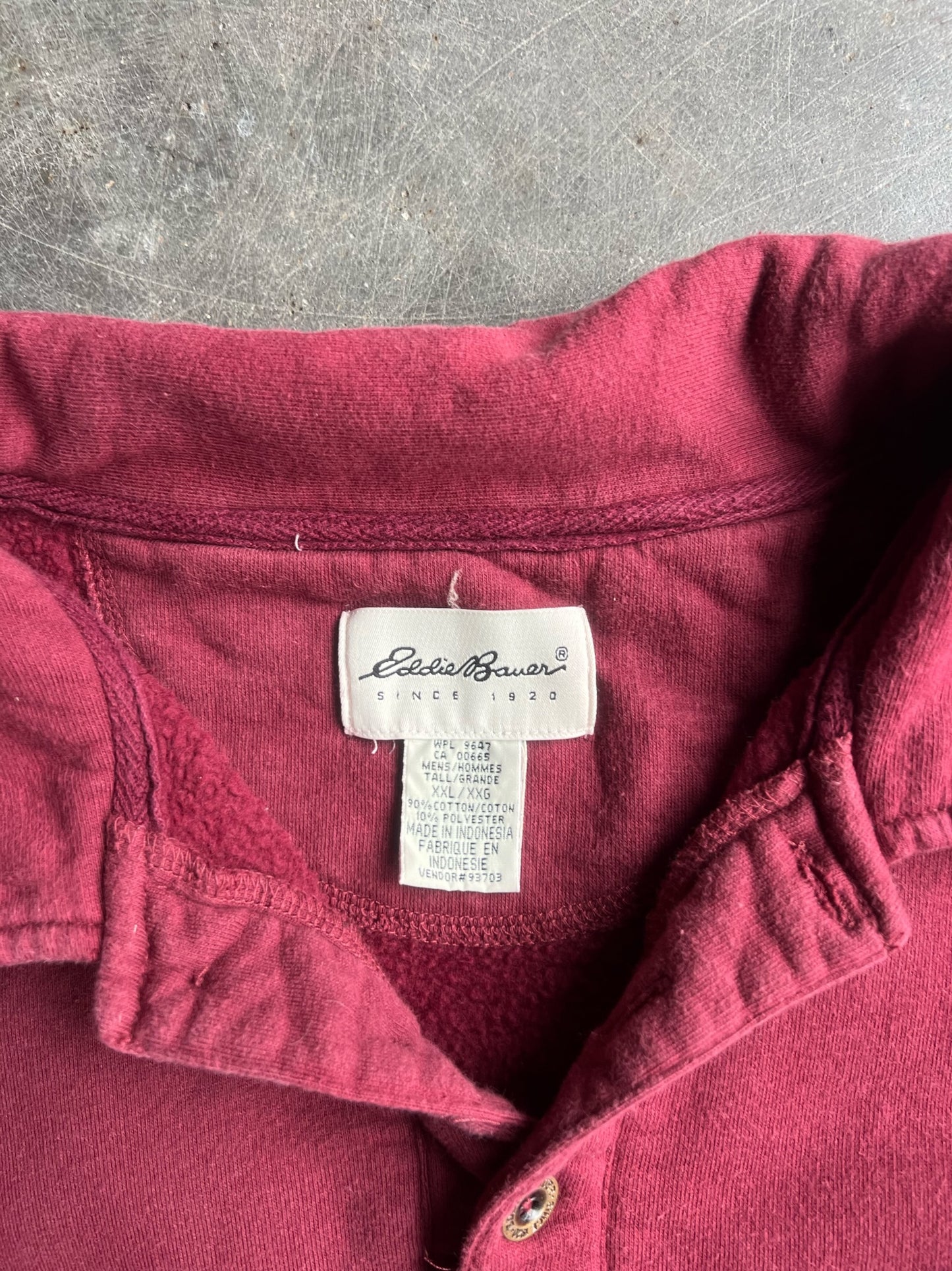 Vintage Dark Red Cropped Eddie Bauer Button Up Pullover - XXL