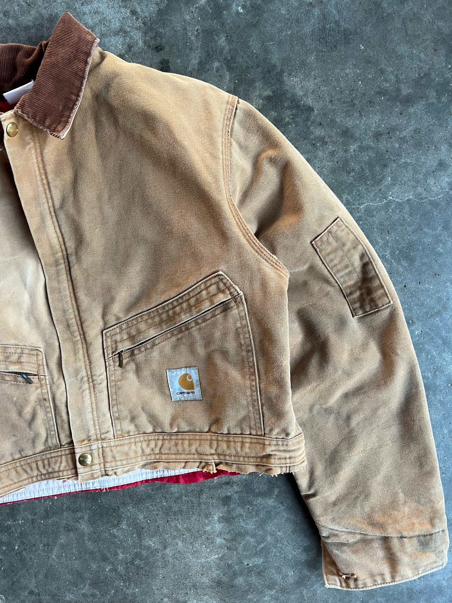 Vintage Tan Cropped Carhartt Jacket - M