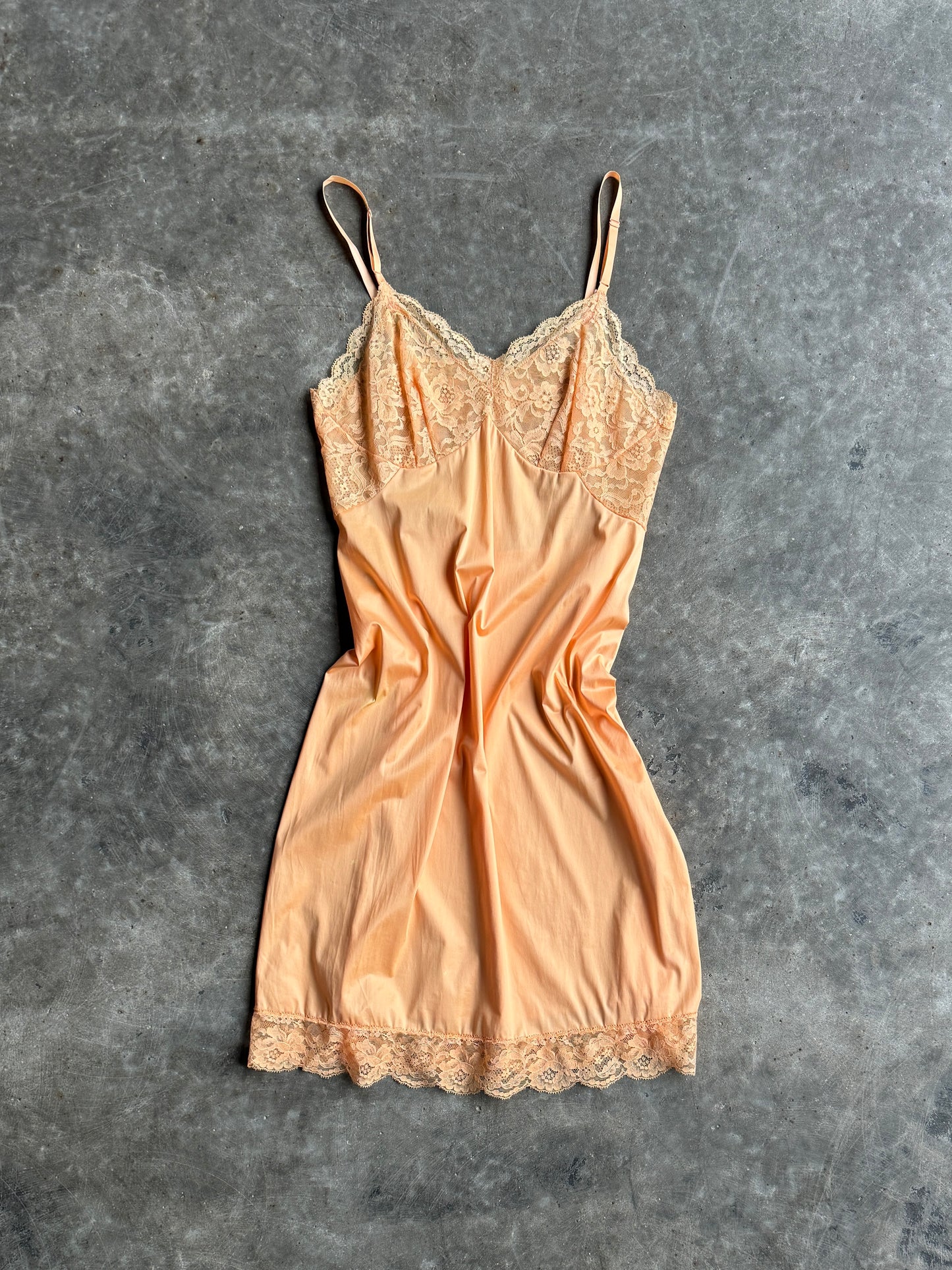 Vintage Orange Lace Slip Dress - M