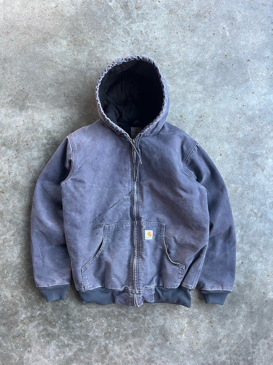 Vintage Faded Dark Purple Hooded Carhartt Jacket - S