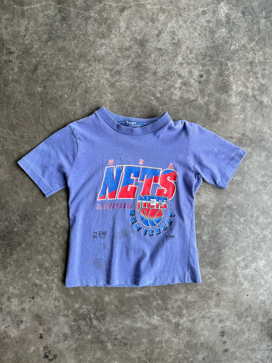True Vintage Single Stitch Purple Striped NETS Graphic Baby Tee - S