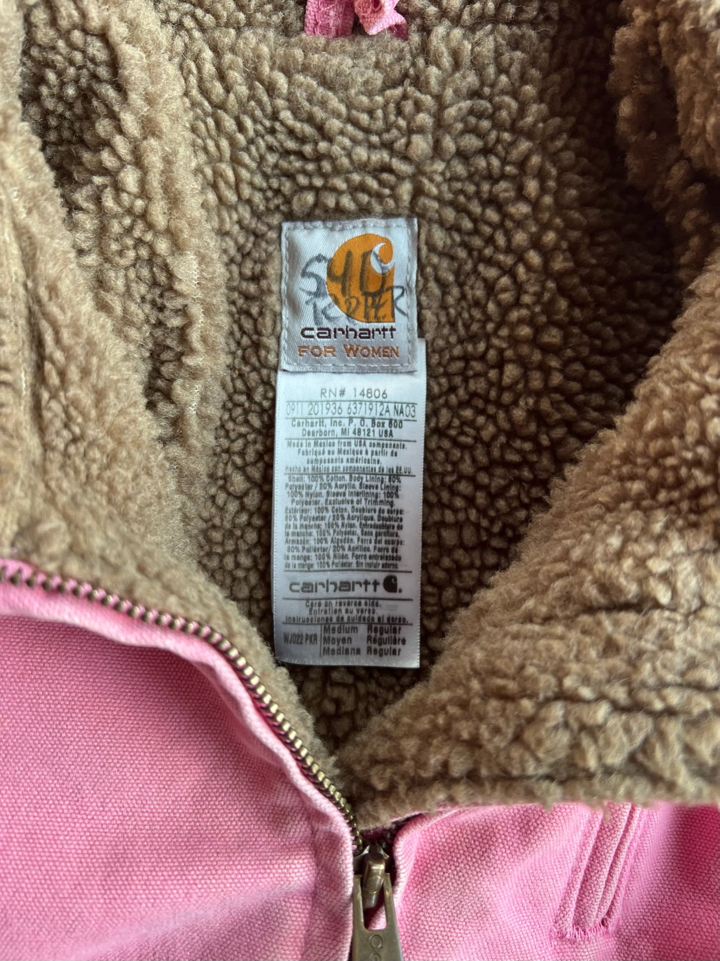 Baby Pink Sherpa Lined Carhartt Jacket - M