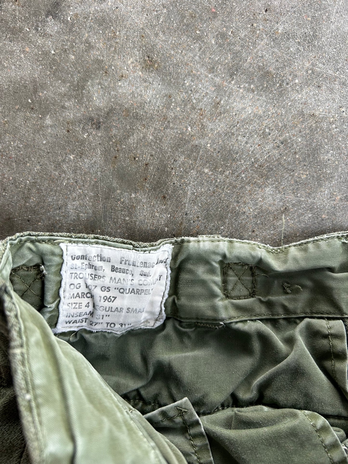 Vintage Green 1967 Army Cargo Pants - 30