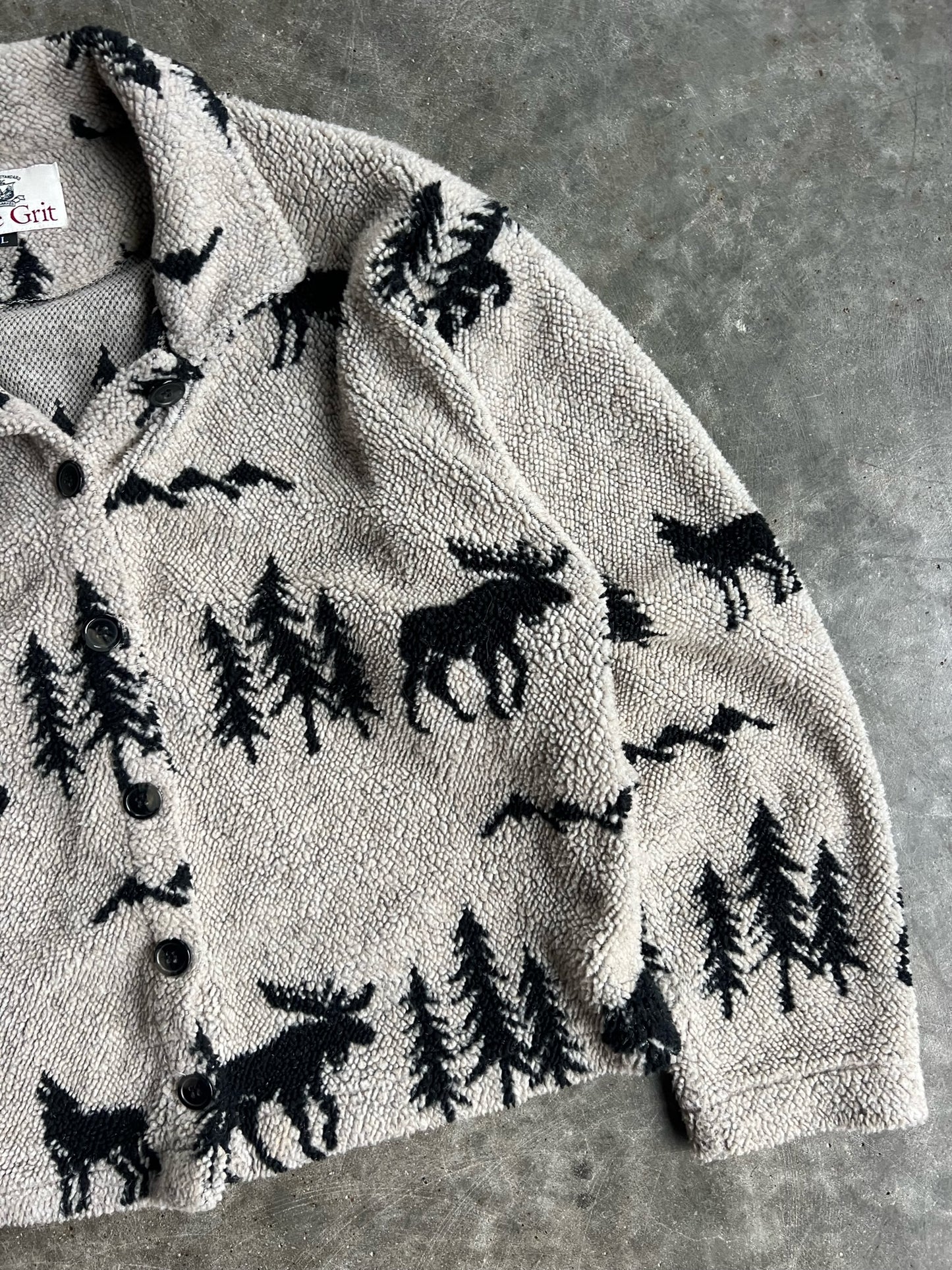 Vintage True Grit Fleece Animal Button Down - L