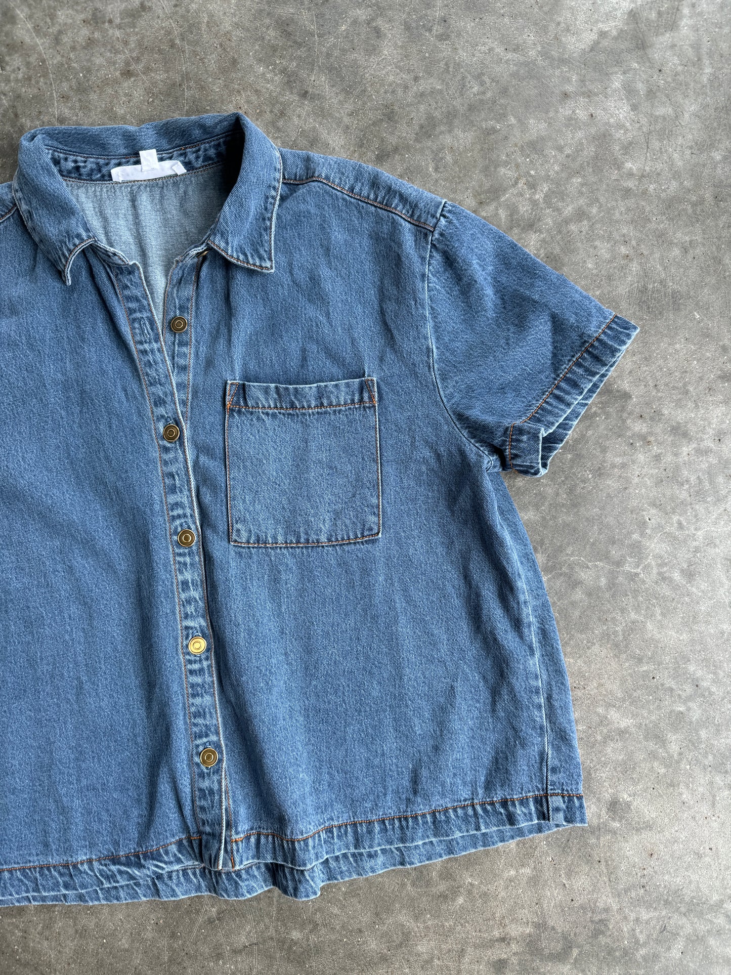 Vintage Jane + Delancey Crop Denim Button Up - XL