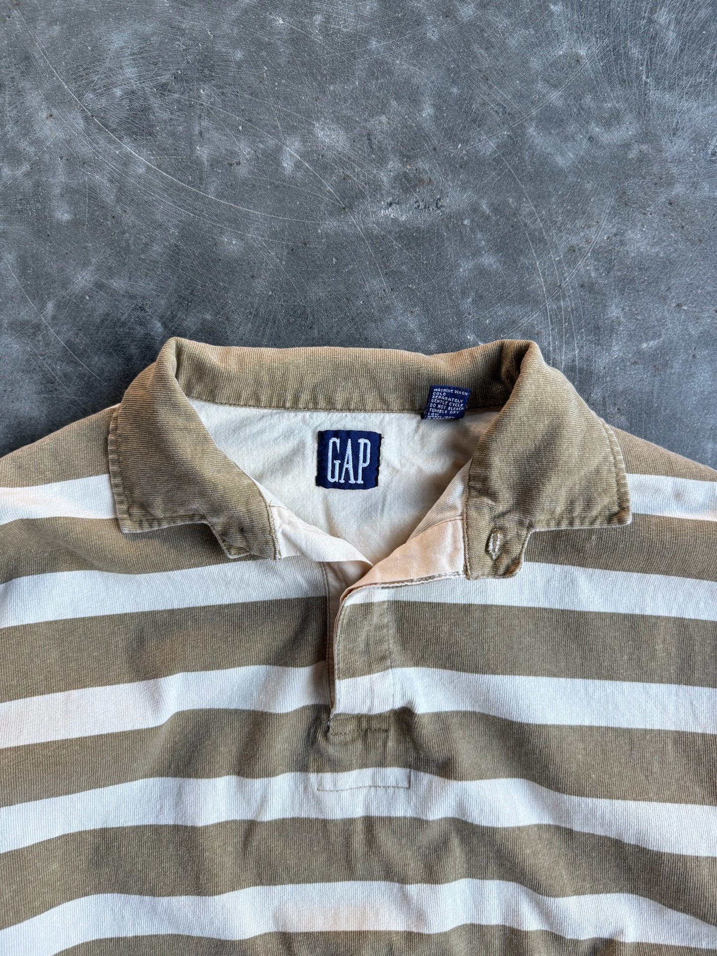 Vintage Gap Tan Stripe Polo Shirt - S