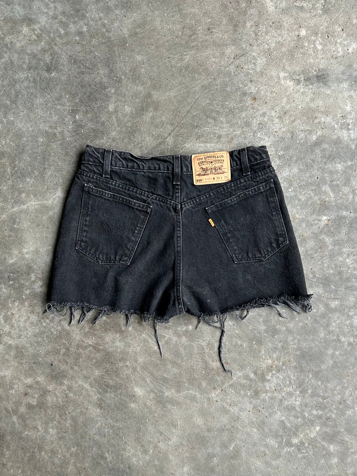 Vintage Levi’s 550 Orange Tab Distressed Denim Micro Shorts - 30