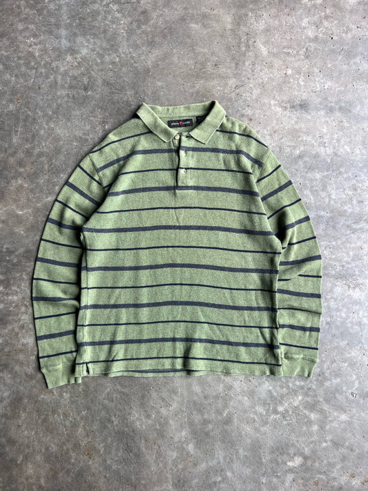 Vintage Olive Green Pierre Striped Sweater - M