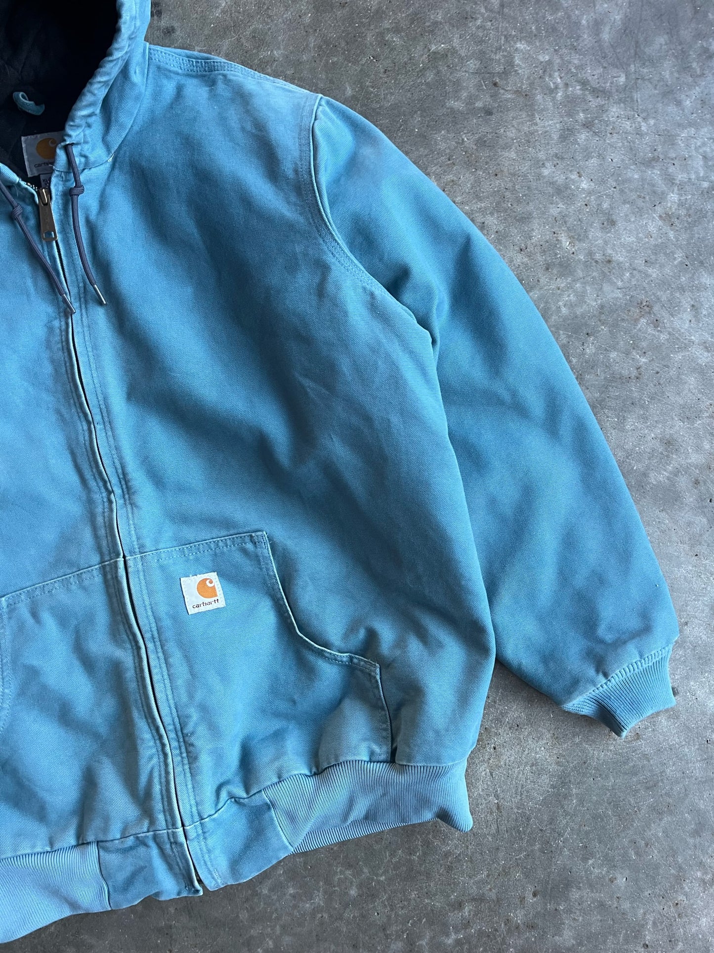 Vintage Teal Blue Hooded Carhartt Jacket - XL