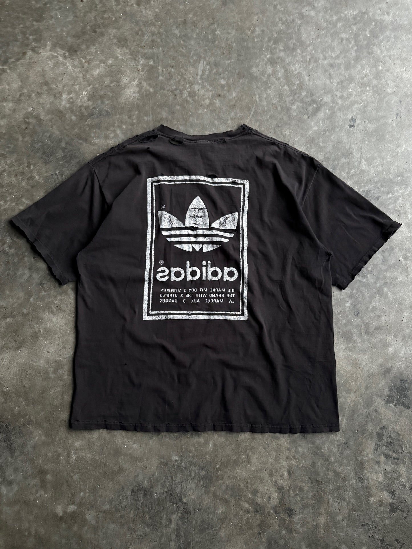 Vintage Distressed Black Adidas Shirt - XL