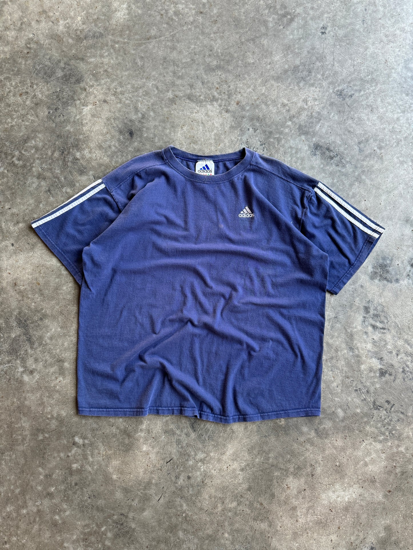 Vintage Navy Adidas Stripe Shirt - XL