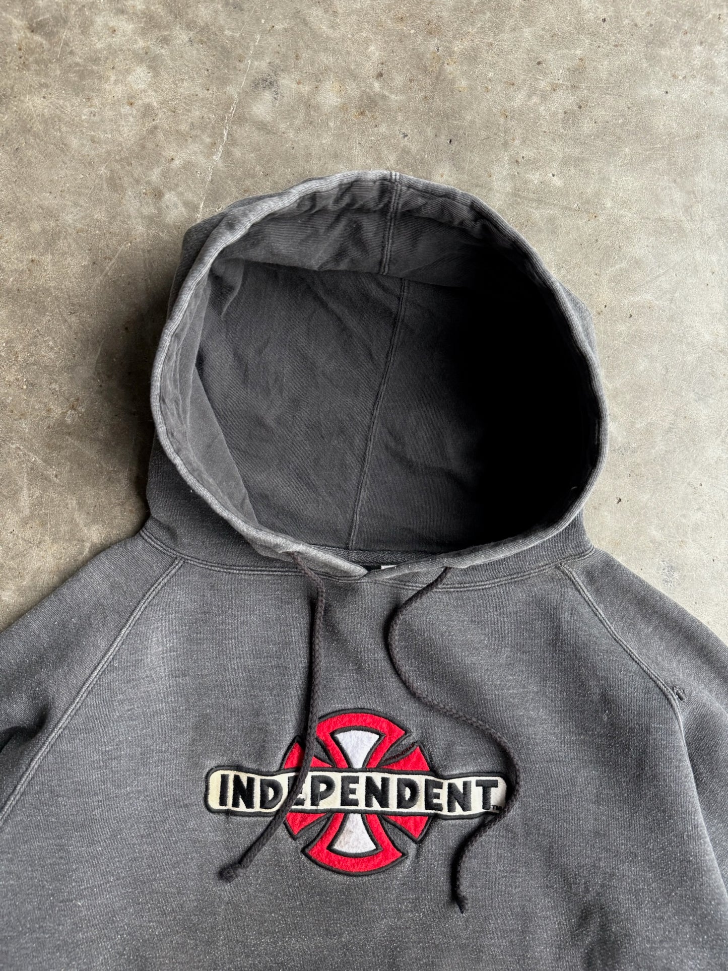 Vintage Charcoal Grey Independent Hoodie - M