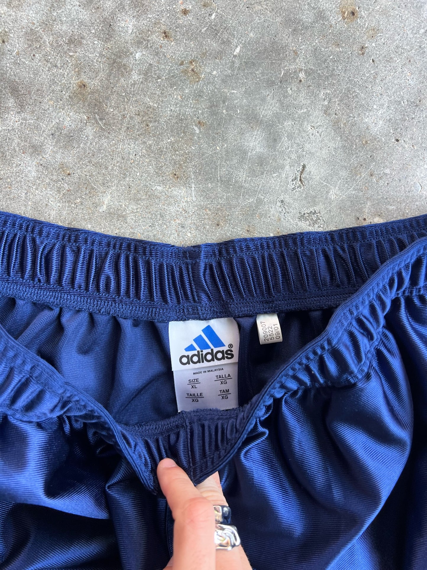 Vintage Navy/Yellow Adidas Track Pants - XL