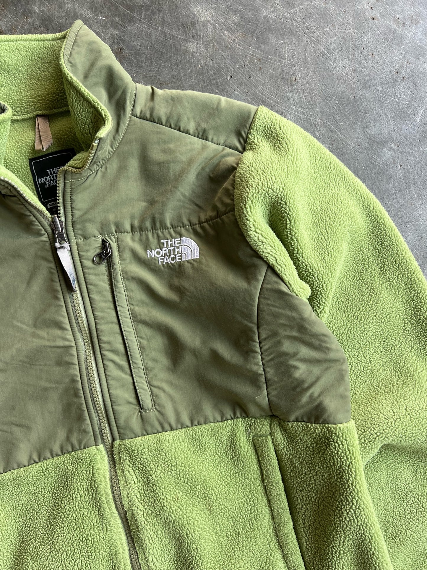 Vintage Lime Green Fleece North Face Zip Up Jacket - M